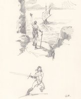 Conan Pencil Art Studies - Signed Comic Art