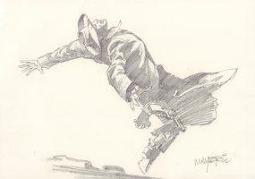 Cowboy Gunfighter Getting Shot Pencil Art Study - Signed Comic Art