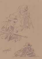 Chicago Style Gangsters Pencil Art - Signed Comic Art