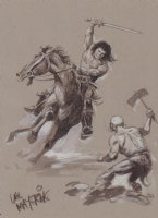 Conan Attacks On a Horse Art - Signed Comic Art