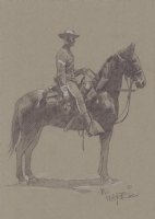 Cowboy on Horse Pencil Art - Signed Comic Art