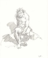 Caveman in Krenkel Style Pencil Art - Signed Comic Art
