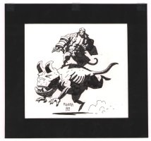 Hellboy Riding a Demon Finished Ink Art - Signed - 1997 Comic Art