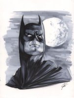 Batman by the Moon Painted Art - Signed Comic Art