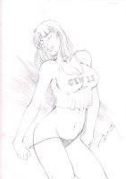 Babe In Gen 13 Shirt Pencil Art - Signed 'Ric' - 2010 Comic Art