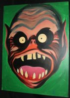 Vampire with Green Background Portrait Painted Art - LA Comic Art