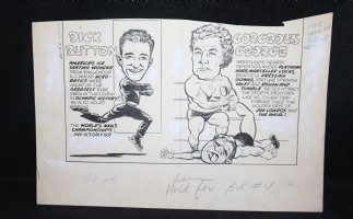 BR #4 Cover 3 - Dick Button (Ice Skater) and Gorgeous George (Wrestler) Golden Age Art - LA Comic Art