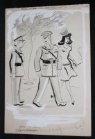 Babe with Army Guy Gag - 1943 Signed Comic Art