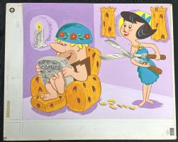 The Flintstones Frame-Tray Puzzle Painted Art - Barney & Betty - 1962 Comic Art