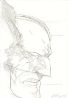 Batman Side Portrait Pencil Art - Signed Comic Art