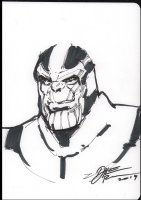 Thanos Bust Drawing - 2019 Signed Comic Art