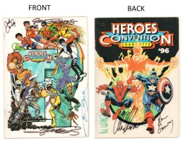HeroesCon Guide - 1996 Signed by Mike Wieringo, Alex Ross, Ron Garney, Nick Cardy, Dan Jurgens, & George Perez Comic Art