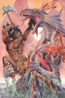 Conan vs. Sea Serpent with Babe Painted Art - Signed Comic Art