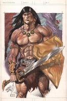 Conan with Sword & Shield Color Art - Signed Comic Art