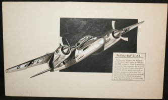 The Focke-Wolf Ta-154 Fighter Jet Painted Art Illo  Comic Art