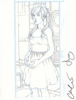 The Door Pencil Art - Lize Full Figure Paper Crown  - Signed  Comic Art
