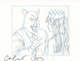The Door Pencil Art - Lize with Pig Man - B - Signed  Comic Art
