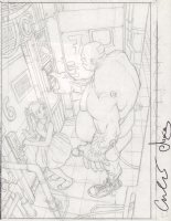 The Door Pencil Art - Lize with Big Monster Man - Signed  Comic Art