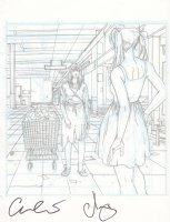 The Door Pencil Art - Lize with Homeless Woman - Signed  Comic Art