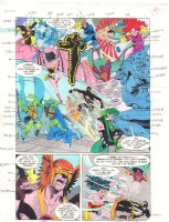Justice League America #75 p.11 / 15 Color Guide Art - Good vs. Evil JLA Action Splash - 1993 Comic Art