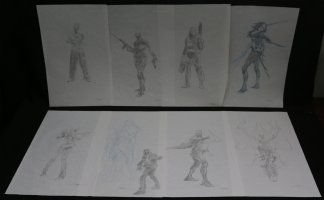 Suicide Squad Movie Pencil Design Art 8pc Set - Joker, Harley Quinn, Deadshot, & Others - Signed Comic Art