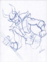 Blue Devil Pen Sketch - Signed Comic Art