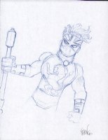 Captain Britain Ink Sketch - Signed Comic Art