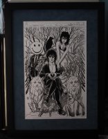 Sandman On Throne With Death & Relics Commission - Cover Quality - Signed - Framed Comic Art