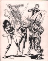 Fantastic Four & She-Hulk Pencil & Ink Art - Signed Comic Art
