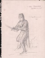 Battle-Ready Knight Pencil Art - Signed - 1988 Comic Art