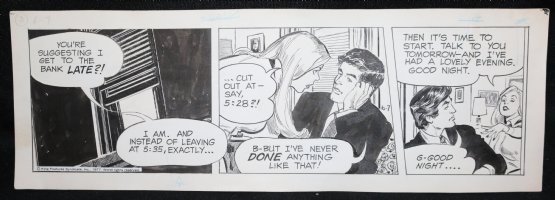 The Heart of Juliet Jones Daily Strip - Late to Work - 6/7/1977 Signed Comic Art
