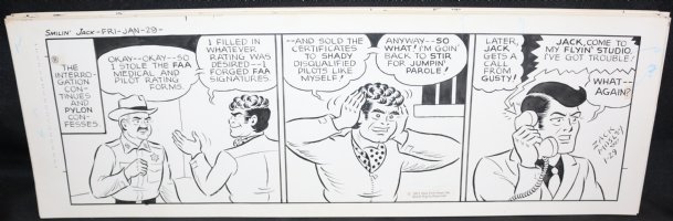 Smilin' Jack Daily Strip Art - The Sheriff Interrogation - 1/29/1971 Signed Comic Art