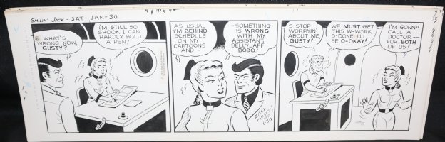 Smilin' Jack Daily Strip Art - Gutsy Shook - 1/30/1971 Signed Comic Art
