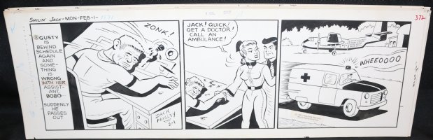 Smilin' Jack Daily Strip Art - Ambulance - 2/1/1971 Signed Comic Art