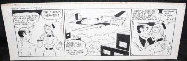 Smilin' Jack Daily Strip Art - Plane Takes Off - 2/3/1971 Signed Comic Art