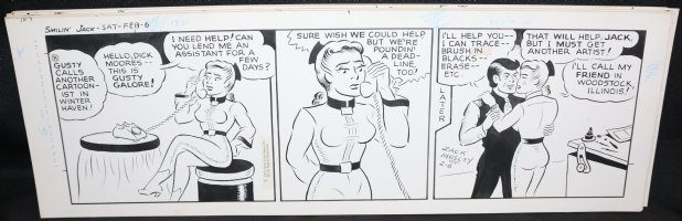 Smilin' Jack Daily Strip Art - Jack & Gusty - 2/6/1971 Signed Comic Art