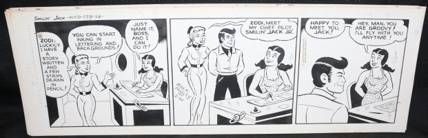 Smilin' Jack Daily Strip Art -Smilin' Jack Jr. - 2/10/1971 Signed Comic Art