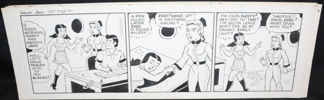 Smilin' Jack Daily Strip Art - Gusty & Groovy Jack - 2/13/1971 Signed  Comic Art