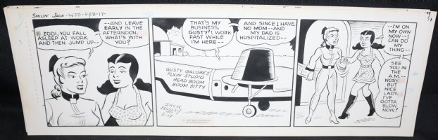 Smilin' Jack Daily Strip Art - Gusty Galore's Flyin' Studio - 2/17/1971 Signed  Comic Art