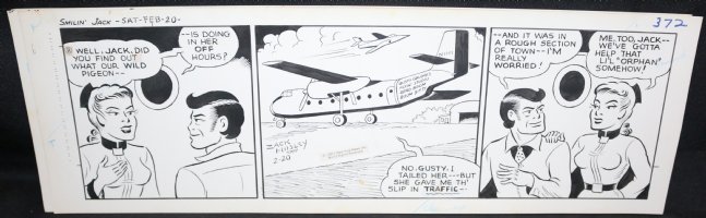 Smilin' Jack Daily Strip Art - Gusty Galore's Flyin' Studio - 2/20/1971 Signed  Comic Art