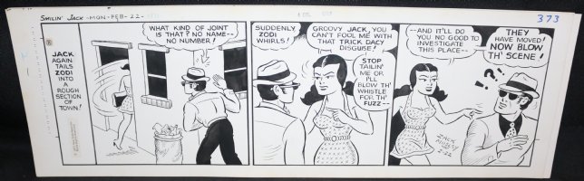 Smilin' Jack Daily Strip Art - Jack trails Zodi - 2/22/1971 Signed  Comic Art