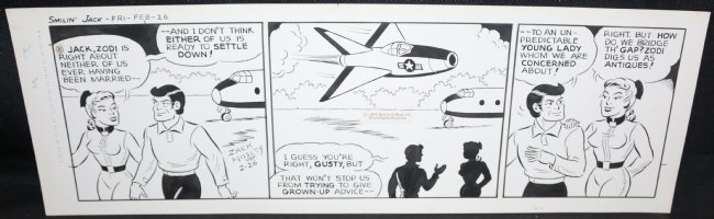 Smilin' Jack Daily Strip Art - Flying Jet - 2/26/1971 Signed  Comic Art