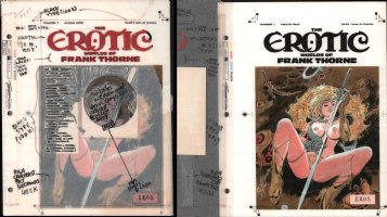 The Erotic Worlds of Frank Thorne Cover Production Art With OA On Overlay Comic Art
