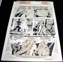 Ghita II #19 p.52 STAT Page - Thorne Stand-In Wizard Embraces Ghita - Hand-Done Zipitone - From Frank Thorne Estate Comic Art