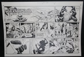 Tarzan Sunday Strip (Russ Manning's File Copy) STAT #2436 - Babe Undresses - 11/13/1977 Comic Art