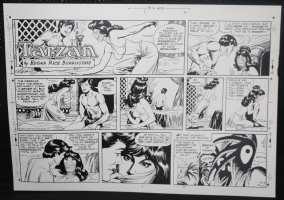Tarzan Sunday Strip (Russ Manning's File Copy) STAT #2441 - Korak & Babe in Bed - 12/11/1977 Comic Art
