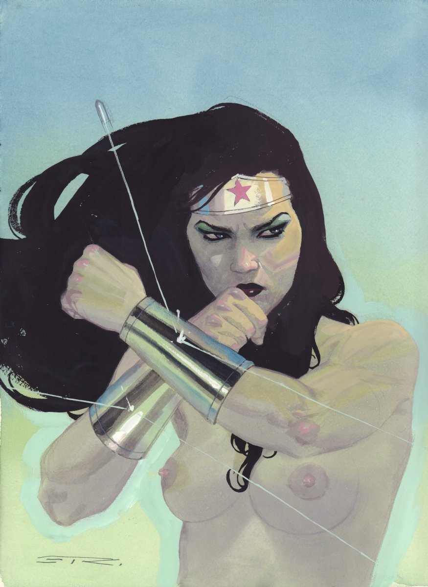 Wonder Woman Topless Painted Art Commission Example - | Nerd Crawler