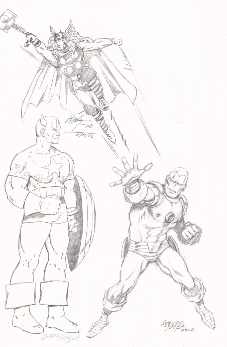 Thor, Captain America, & Iron Man Pencil Art Jam Piece | Nerd Crawler