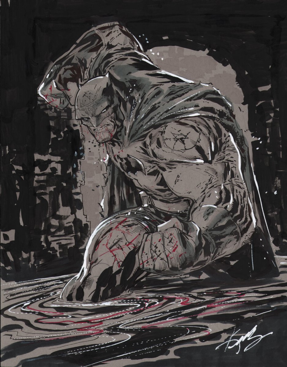 Image of Bloodied Batman in the Sewers Commission - Signed