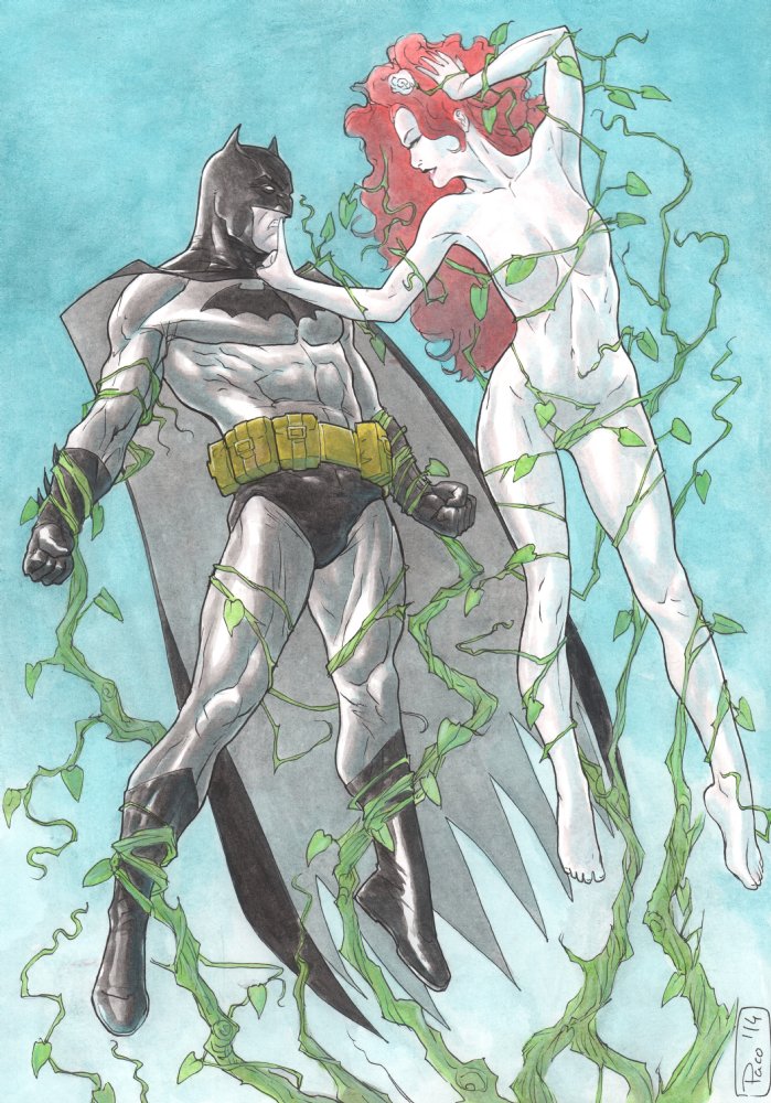 Batman Ivy Porn - Batman and Nude Poison Ivy Painted Art Color Commission | Nerd Crawler